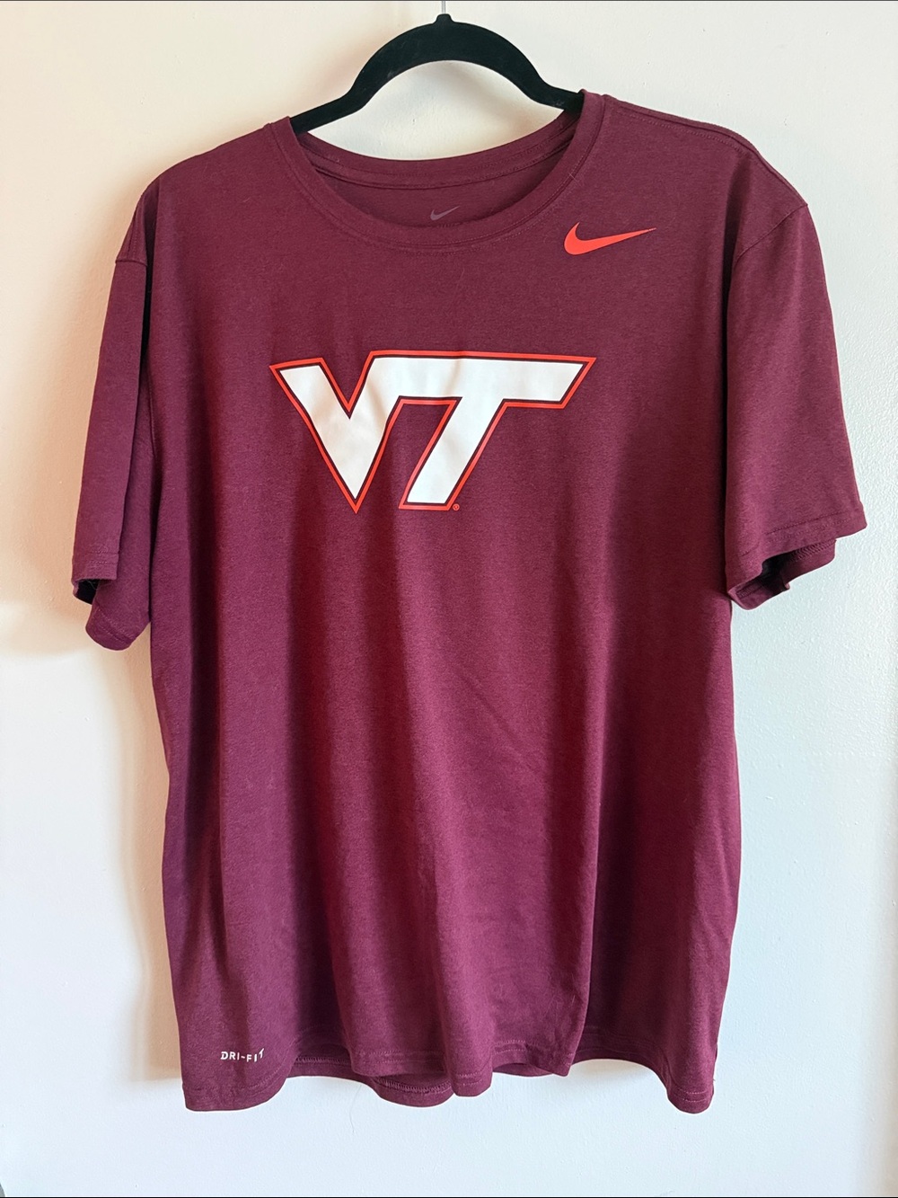 Nike Maroon Virginia Tech Dri-fit tee size XL